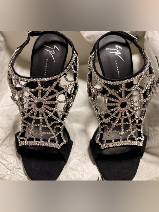 Giuseppe Zanotti Shoes - Giuseppe Zanotti Crystal Heels Black – Luxury Designer Sandals Size 8.5